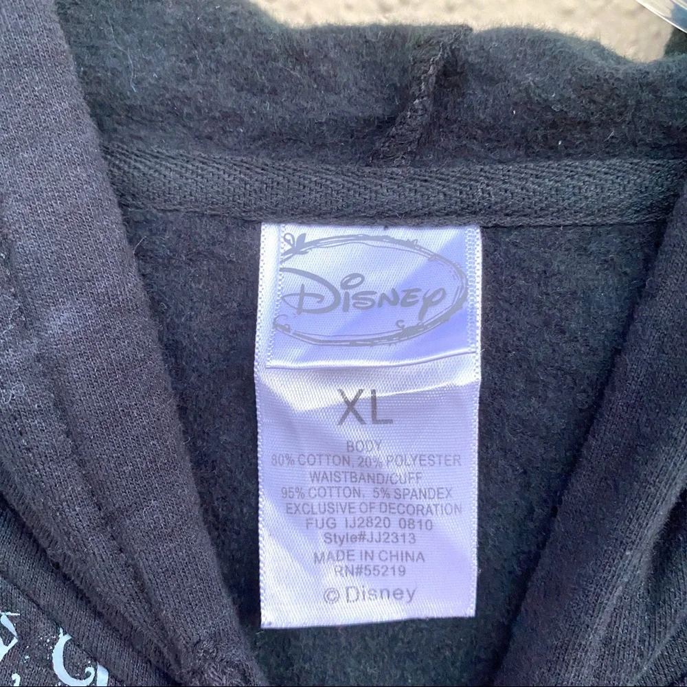 DISNEY tinkerbell sweatshirt black hoodie appliqué hoody rare embroidery pockets - Picture 5 of 6